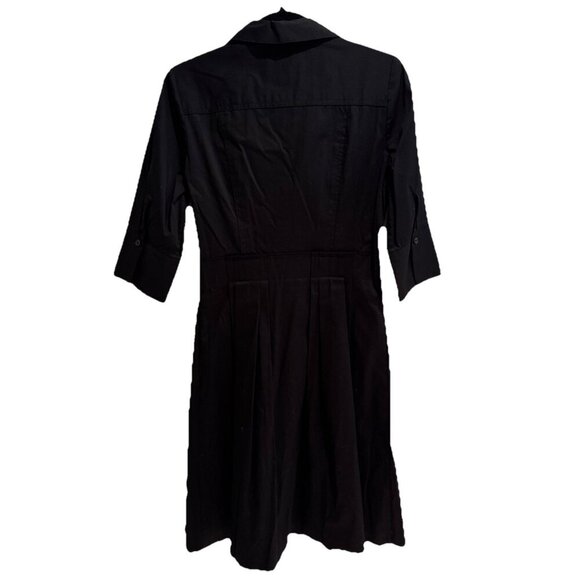 White House Black Market Dress Black Size 2, V Neck 3/4 Sleeves Wednesday button - Picture 2 of 10